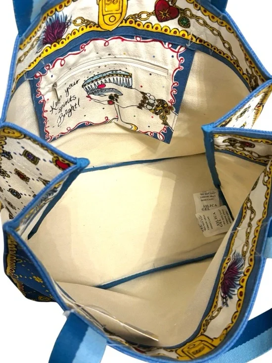 Brighton Glimmering Love Tote Canvas Bag Blue Multi Heart Charm Print NWT: - Picture 9 of 10